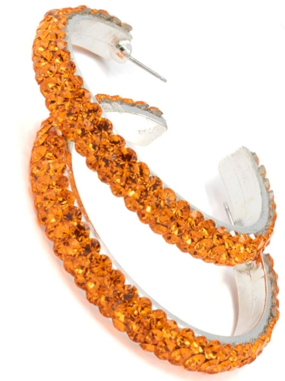 Vibrant Orange Crystal Hoop Earrings for Women